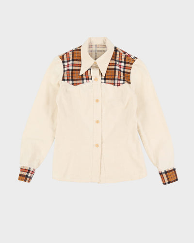 Vintage 1970s Beige Western Style Blouse - XS