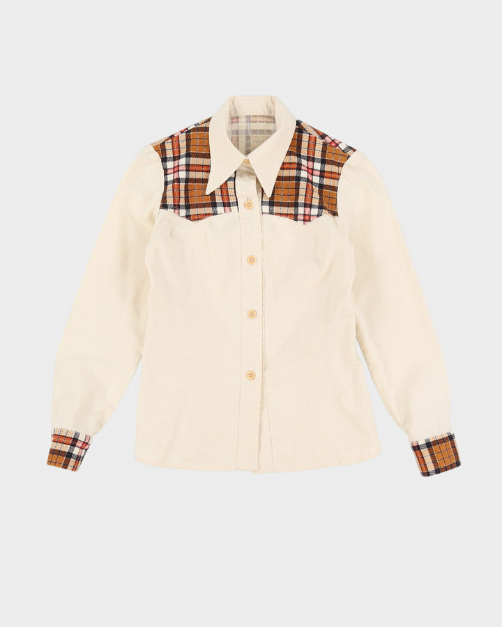 Vintage 1970s Beige Western Style Blouse - XS