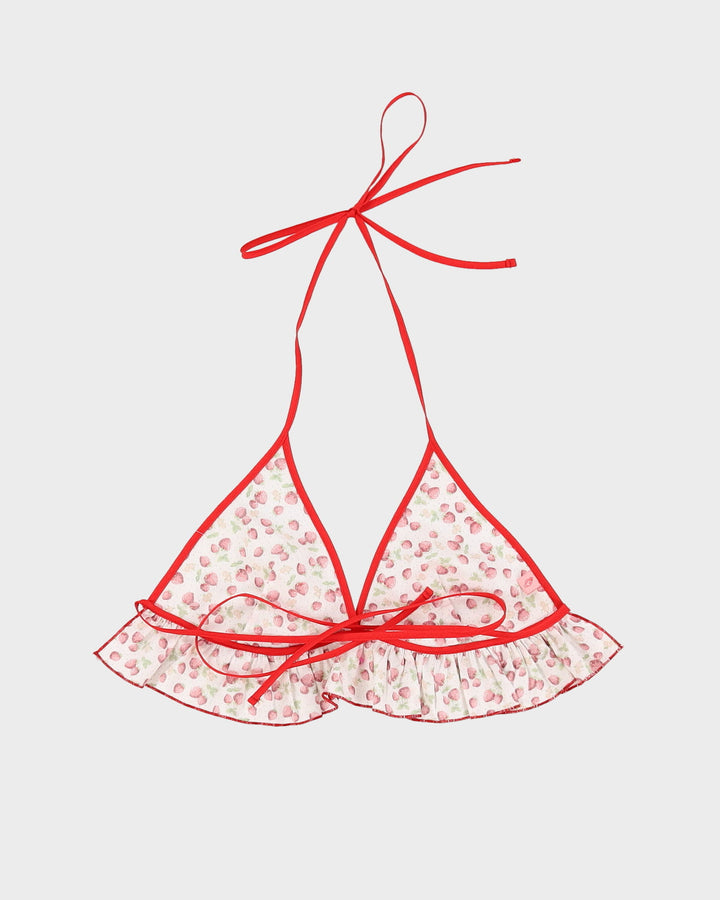 Tammy Red / White Strawberry Patterned Bralette - OS