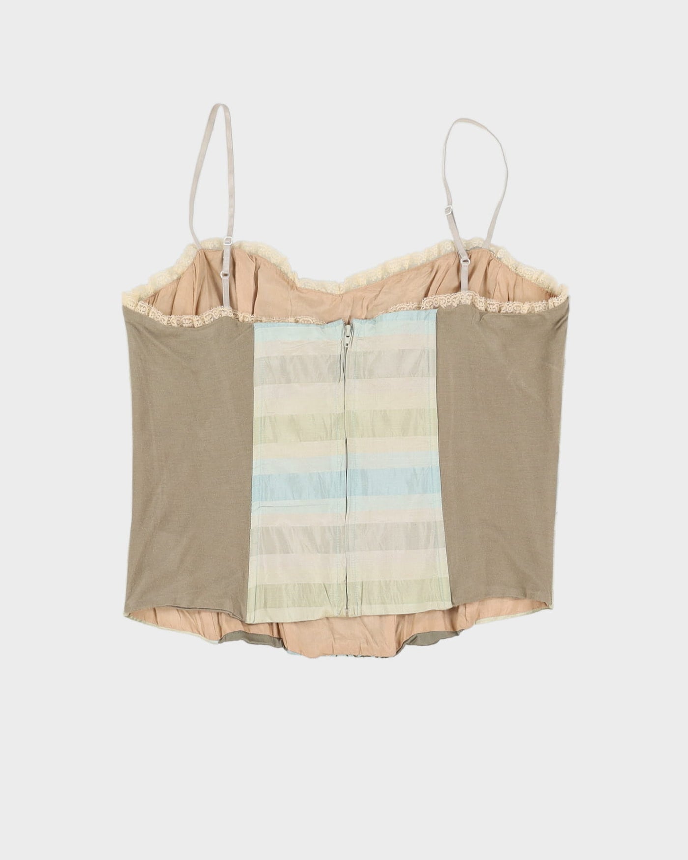 Green Floral Embroidered Bustier Top - S