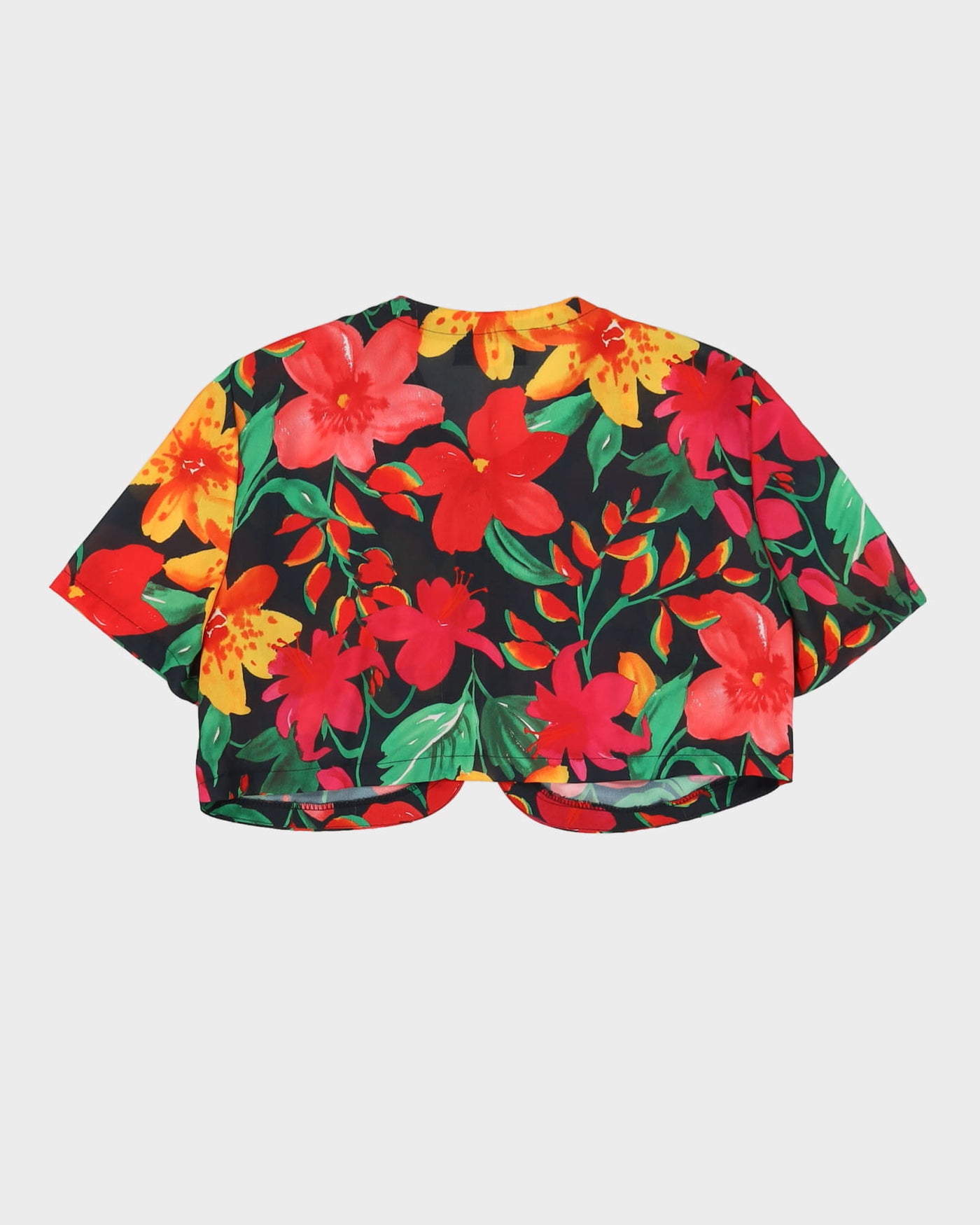 Black with Pink And Red Floral Bolero Top - S / M