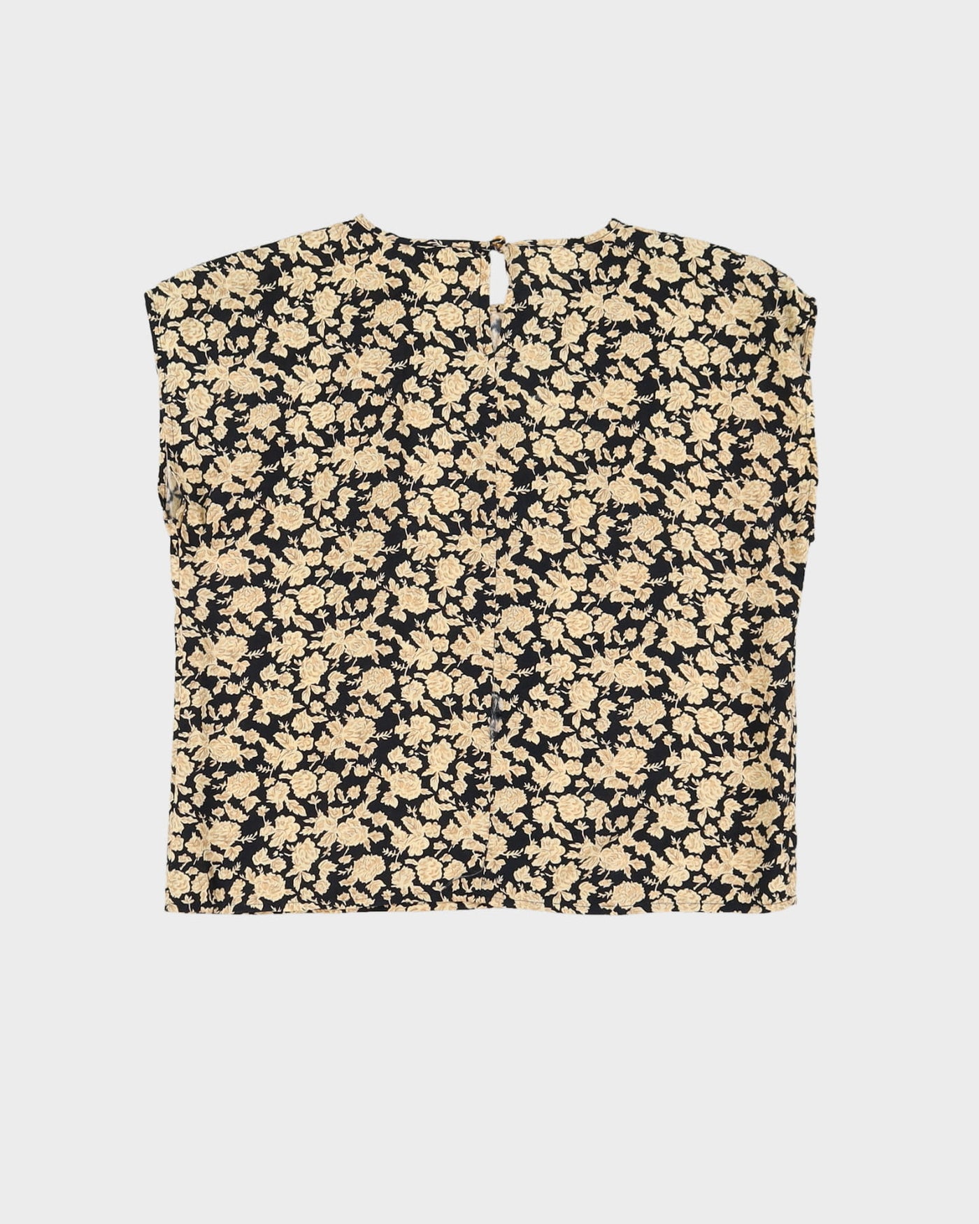 00s Black With Cream Flowers Top - S
