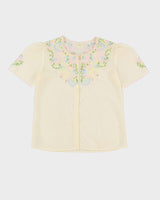 Vintage 1980s Cream Embroidered Blouse - M