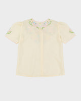 Vintage 1980s Cream Embroidered Blouse - M