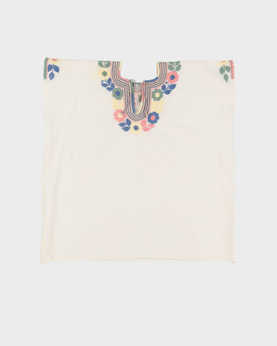 Vintage 1990s White Embroidered Blouse - L