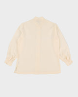 Vintage 1990s Cream Embroidered Silk Blouse - M