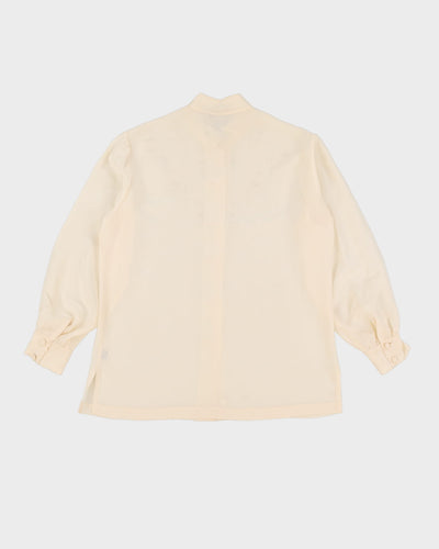 Vintage 1990s Cream Embroidered Silk Blouse - M