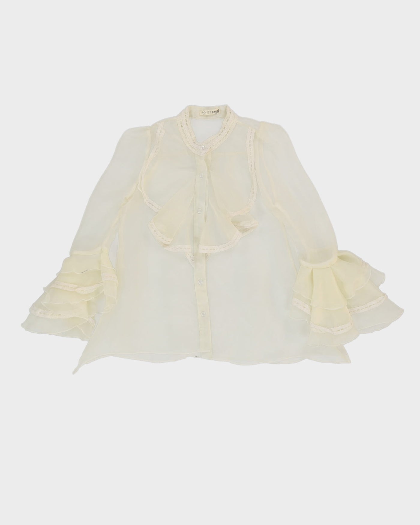 Y2K White Sheer Blouse - XS