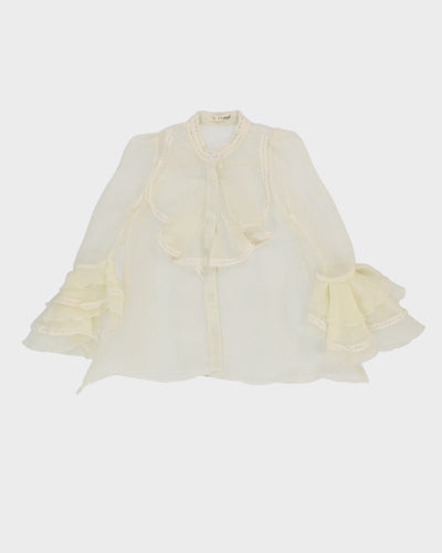 Y2K White Sheer Blouse - XS
