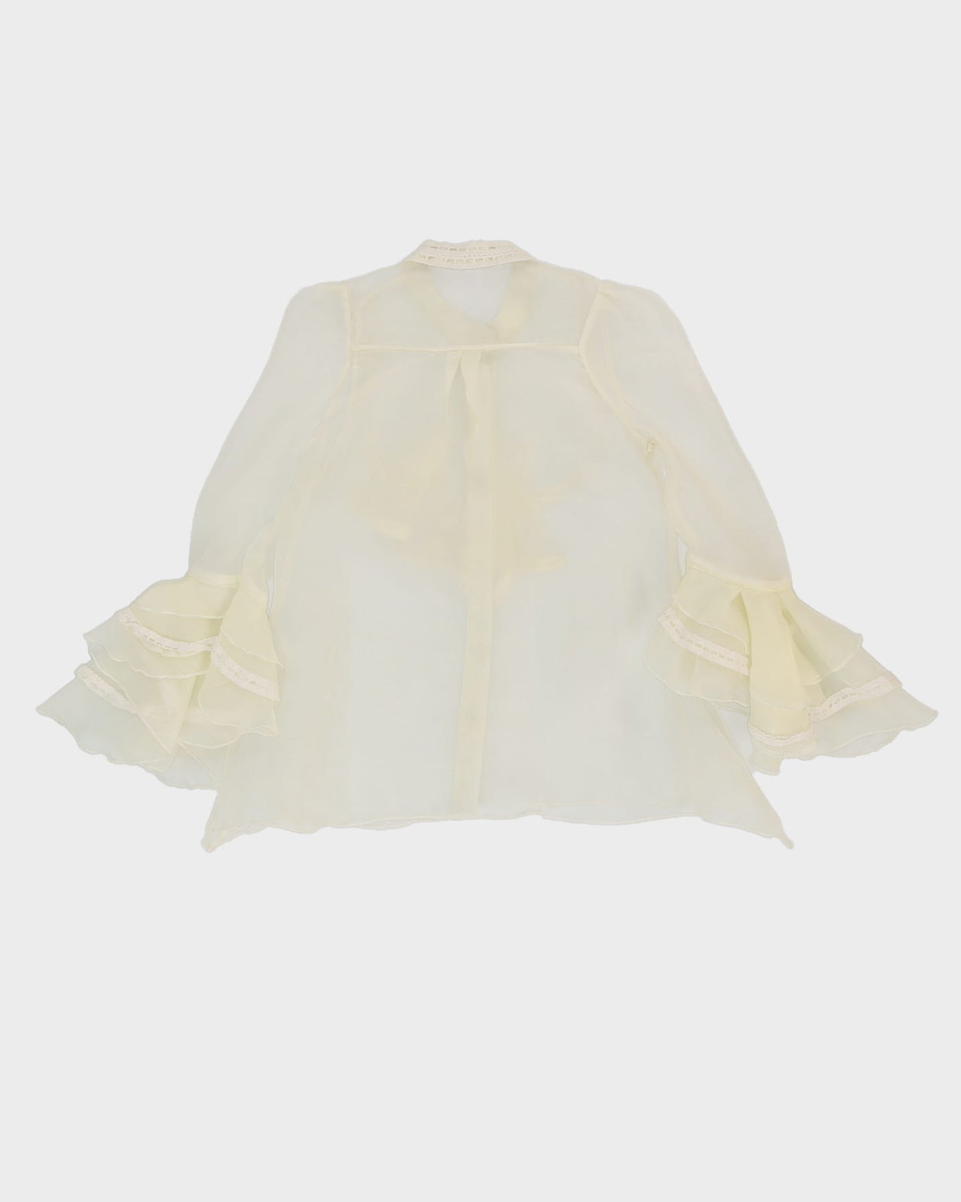 Y2K White Sheer Blouse - XS