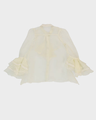 Y2K White Sheer Blouse - XS