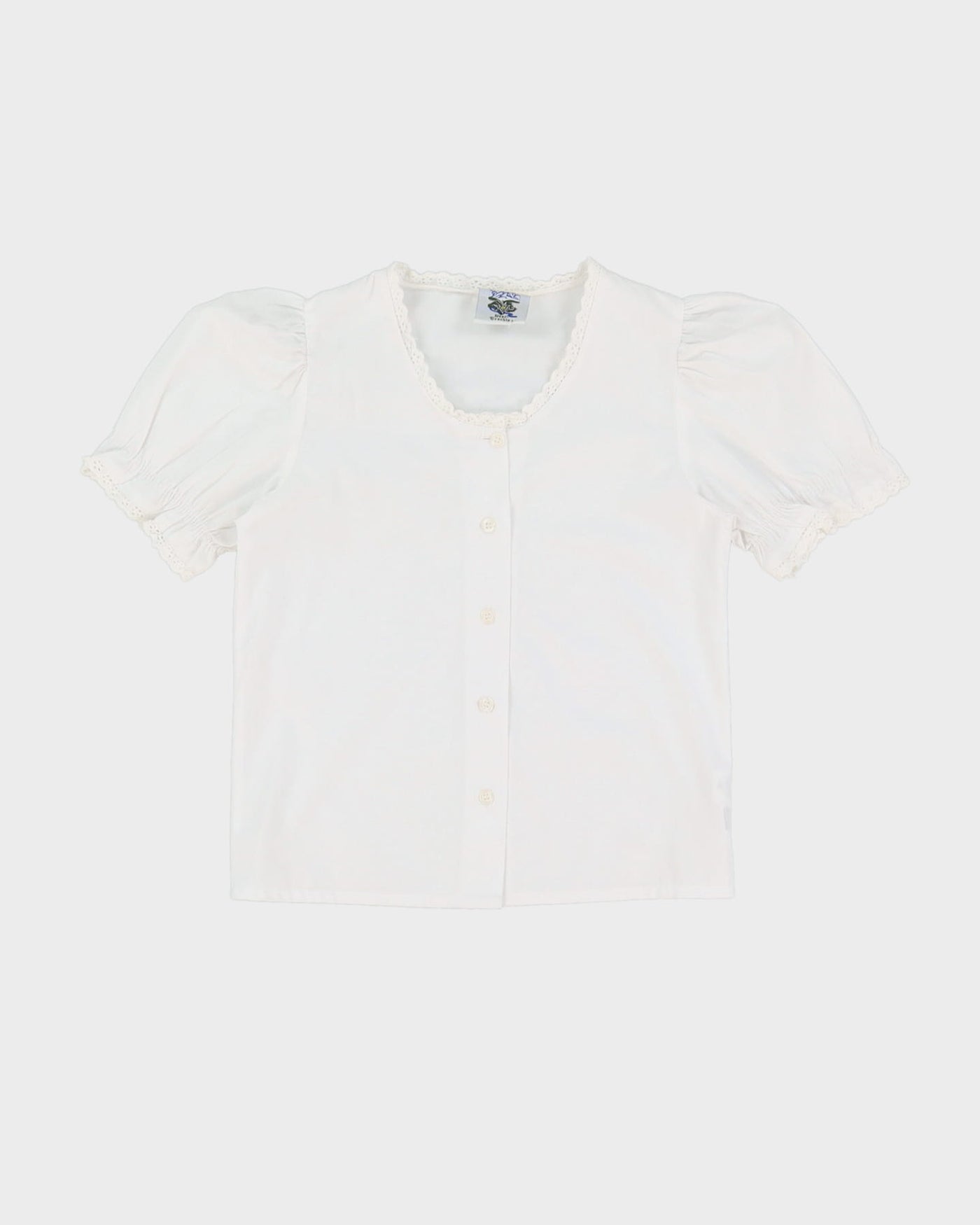 White Bavarian Short Sleeve Blouse - XXS
