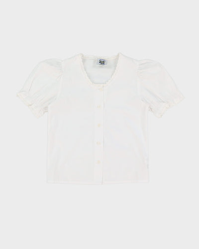 White Bavarian Short Sleeve Blouse - XXS