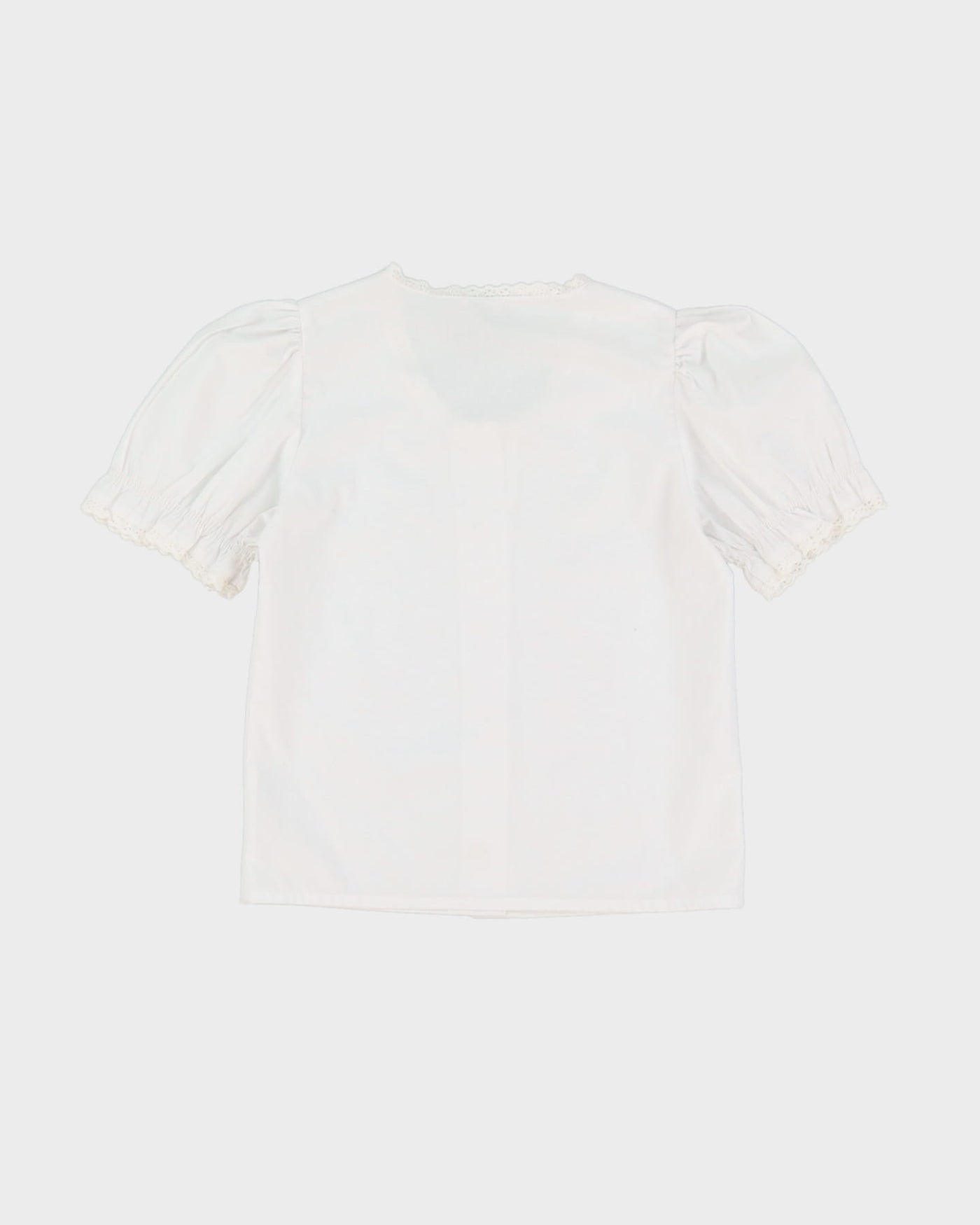White Bavarian Short Sleeve Blouse - XXS