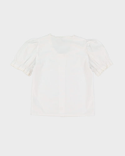 White Bavarian Short Sleeve Blouse - XXS