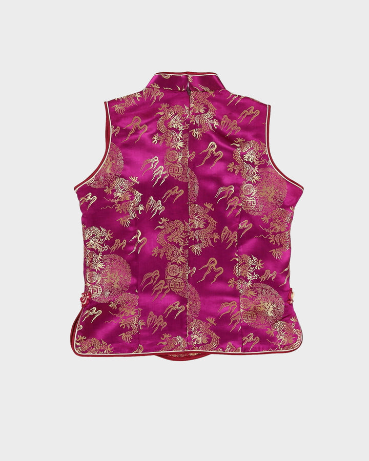 Y2K Maroon With Gold Brocade Cheongsam Top - S