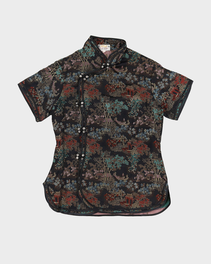 Y2K Black Brocade Cheongsam Top - XS