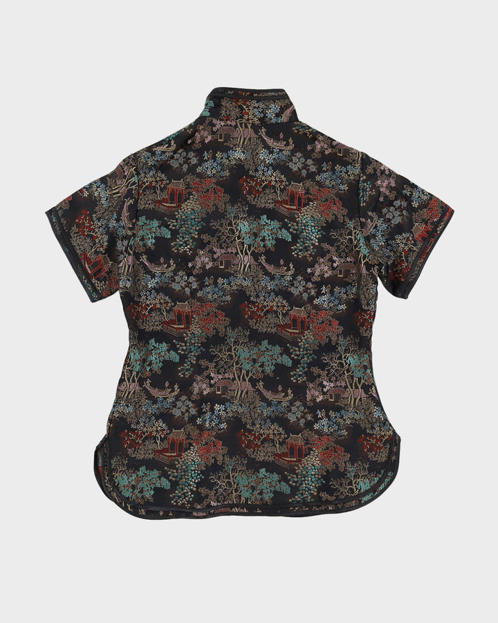 Y2K Black Brocade Cheongsam Top - XS