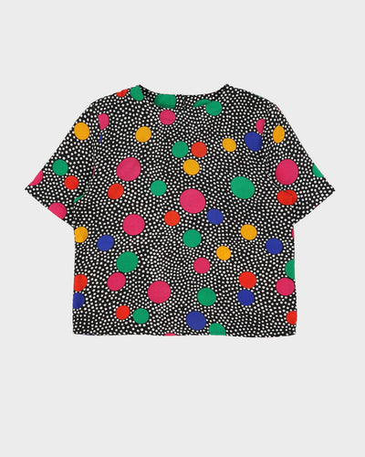 00s Black With Rainbow Dot Pattern Top - S