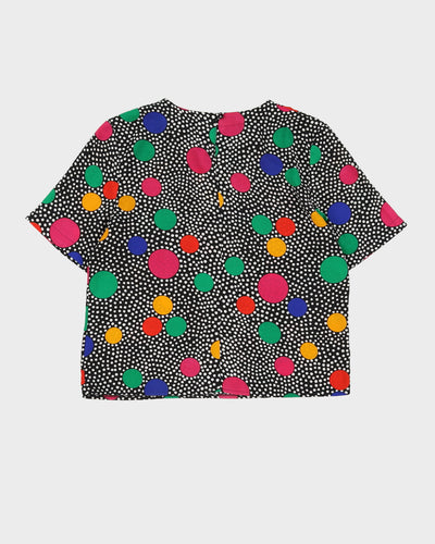 00s Black With Rainbow Dot Pattern Top - S