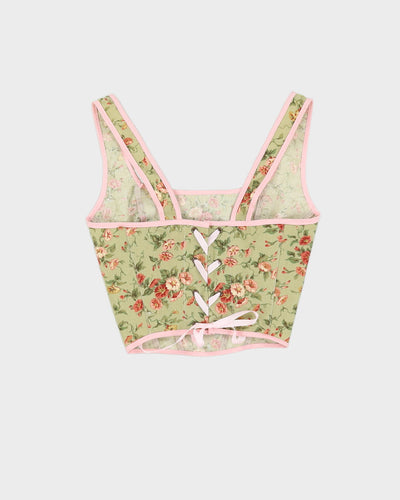 Rokit Originals Green Floral Patterned Florence Corset Top - S / M