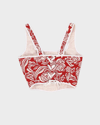 Rokit Originals Red Floral Patterned Florence Corset Top - M / L