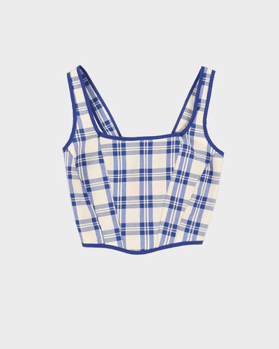 Rokit Originals Blue Check Patterned Florence Corset Top - S / M