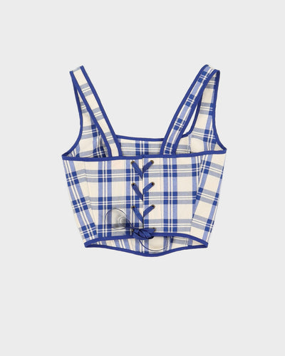 Rokit Originals Blue Check Patterned Florence Corset Top - S / M