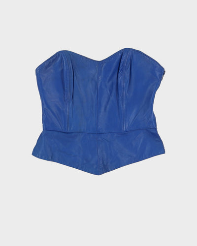 Y2K 00s Blue Leather Corset - S