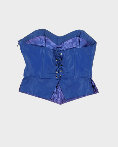 Y2K 00s Blue Leather Corset - S