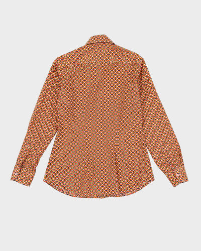 Vintage 1970s Orange Patterned Blouse - XS