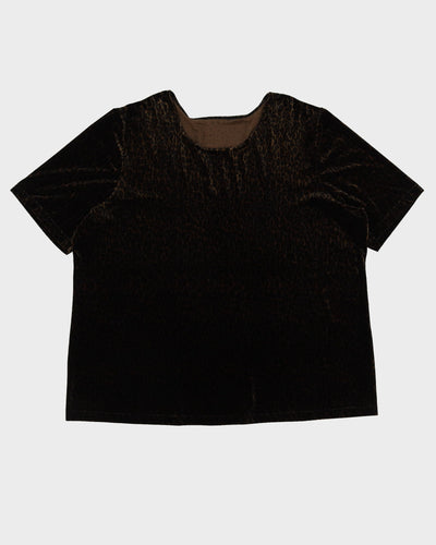 Y2K Leopard Print Velvet Top - XL