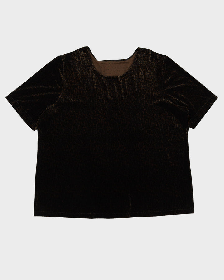 Y2K Leopard Print Velvet Top - XL
