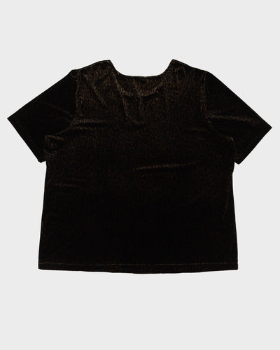 Y2K Leopard Print Velvet Top - XL