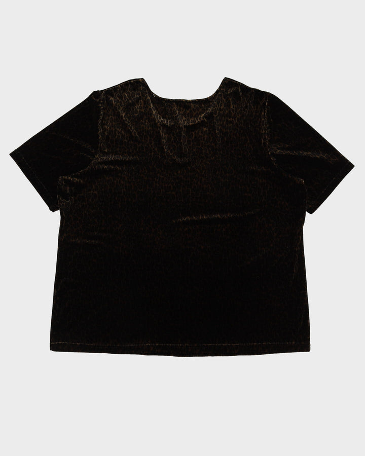 Y2K Leopard Print Velvet Top - XL