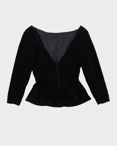 Black Velvet With A Deep V Back Top - XS