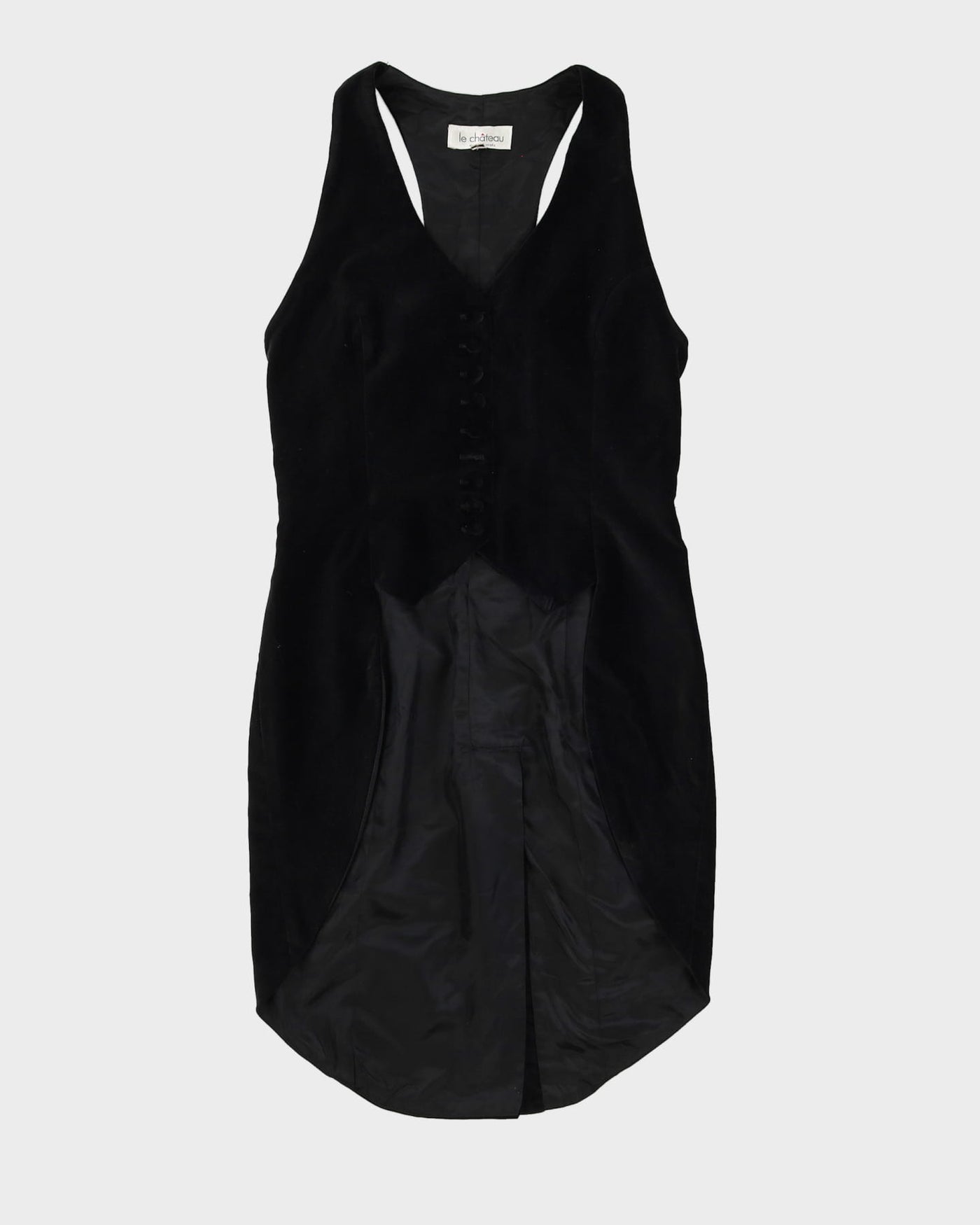 Black Velvet Long Waistcoat - S