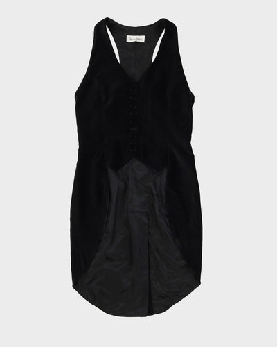 Black Velvet Long Waistcoat - S