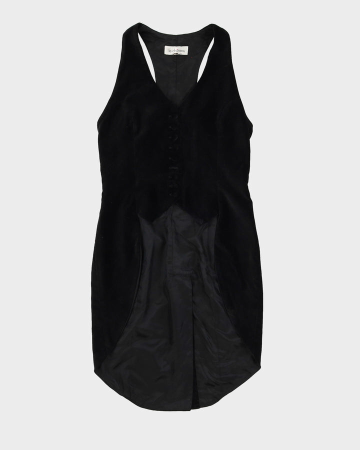 Black Velvet Long Waistcoat - S