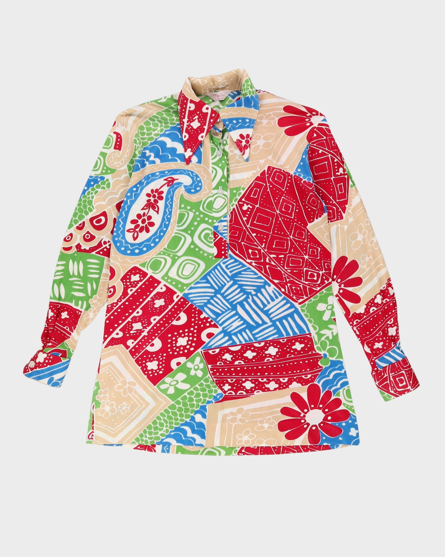 Vintage 1970s Patterned Blouse - M