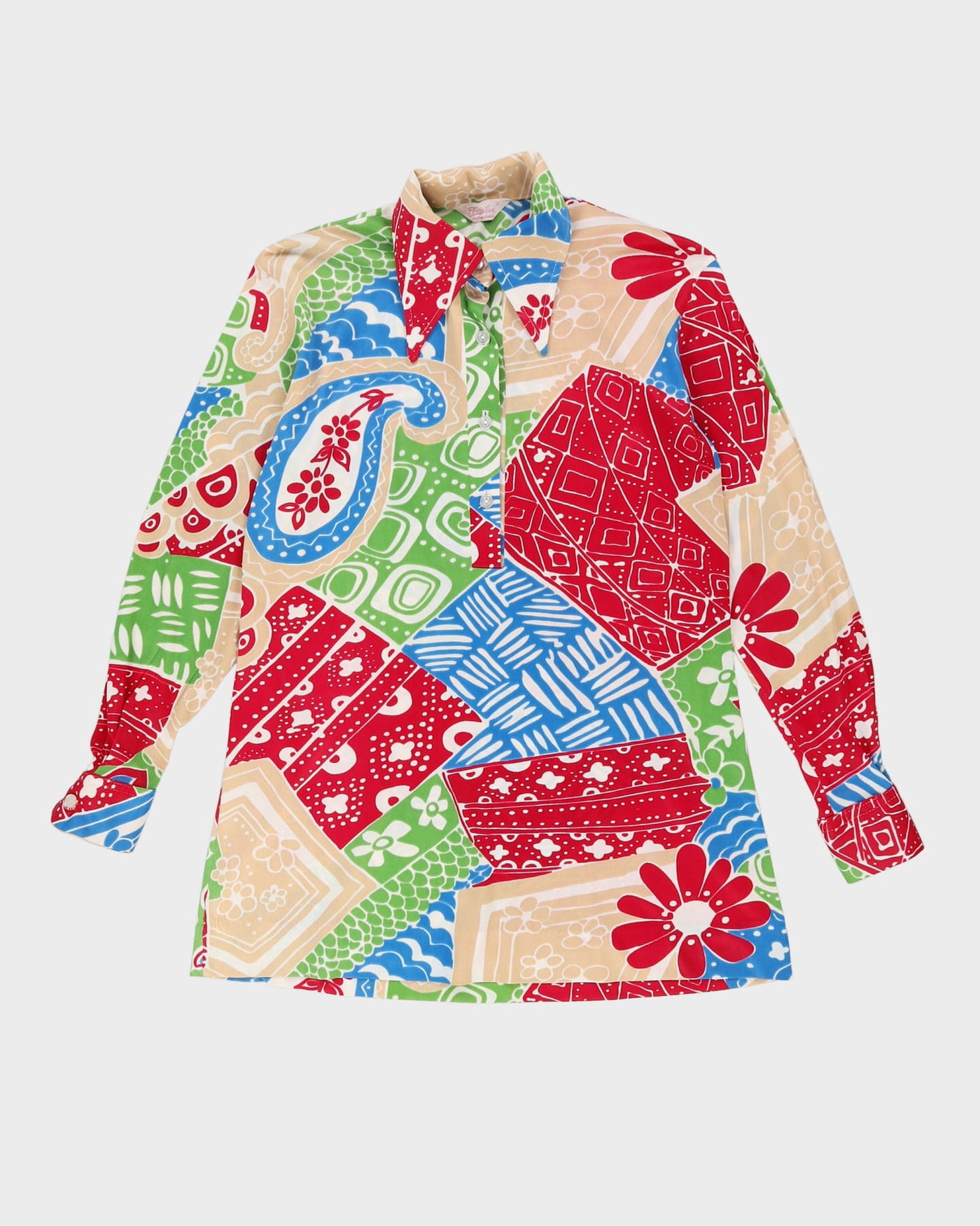 Vintage 1970s Patterned Blouse - M