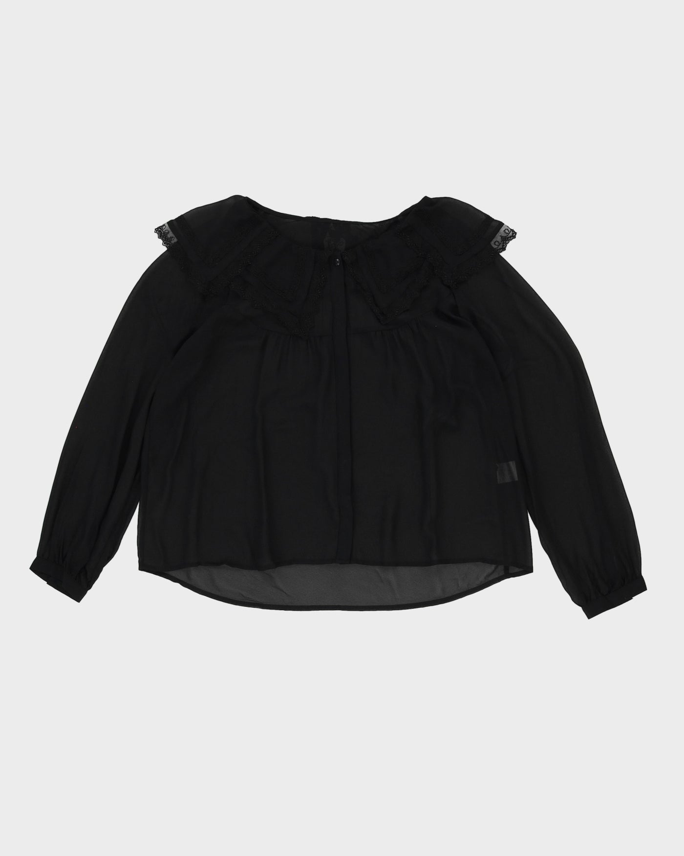 Black Sheer Smock Blouse - M