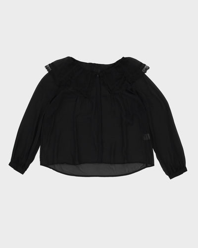 Black Sheer Smock Blouse - M