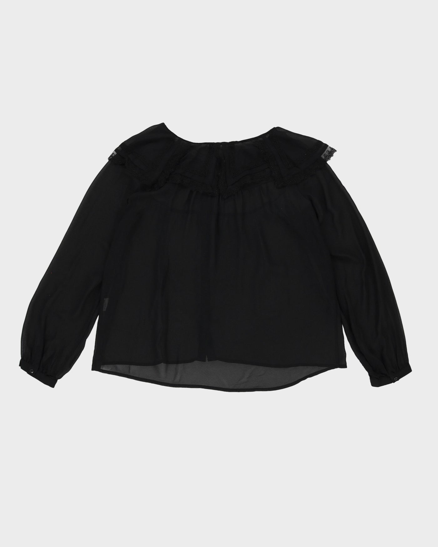 Black Sheer Smock Blouse - M