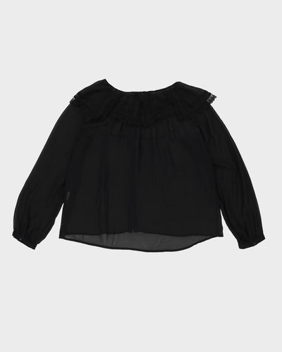 Black Sheer Smock Blouse - M