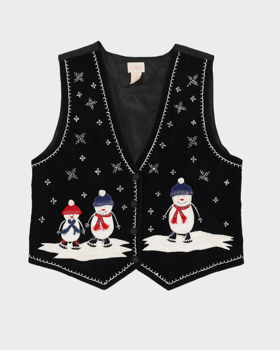 Black Velvet Christmas Waistcoat - M