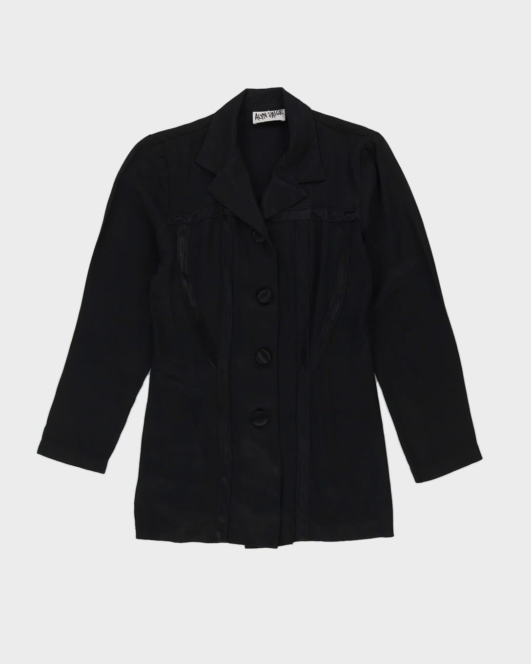 Black Satin Detailed Long Sleeve Blouse - XS