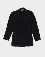 Black Satin Detailed Long Sleeve Blouse - XS