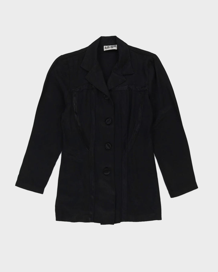 Black Satin Detailed Long Sleeve Blouse - XS