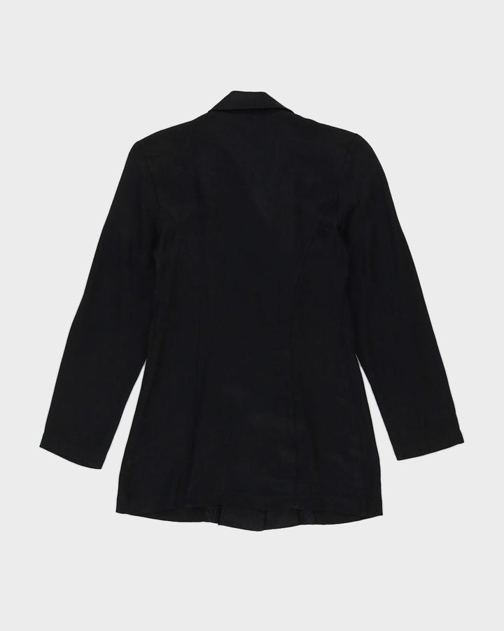 Black Satin Detailed Long Sleeve Blouse - XS